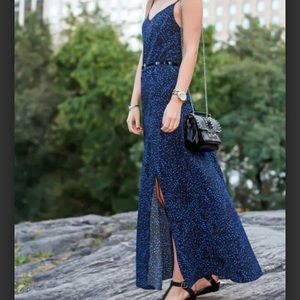 Blue and black maxi dress with low back